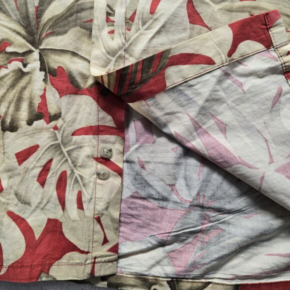 Pierre Cardin Red Gold Bold Floral Hawaiian Aloha Shirt Men Large Vintage Travel - Picture 4 of 7